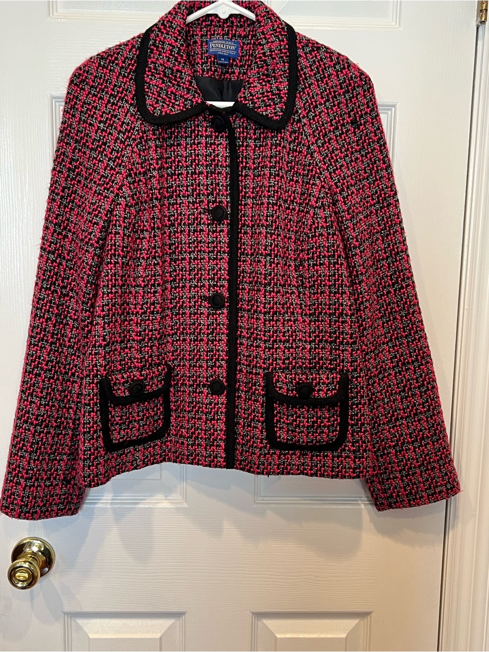 Pendleton Pink & Black Tweed Bouclé Blazer